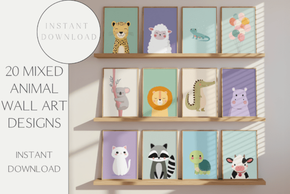 20 Animal Mix Nursery Wall Art Designs: Creative Assets