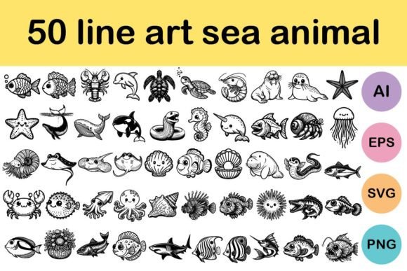 50 Line Art Sea Animal: A Complete Design Asset Guide