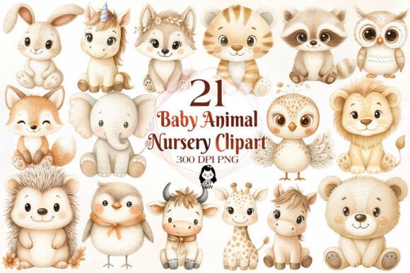 Adorable Baby Animal Nursery Sublimation Clipart for Creators