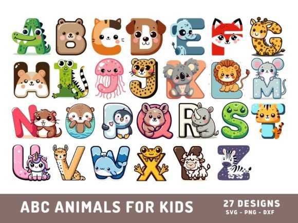 Animal Alphabet SVG: Cute ABC Clipart for Creative Projects