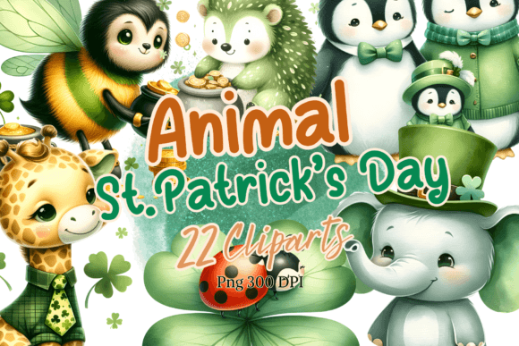 Charming Watercolor Animal St. Patrick's Day Clipart for Your Projects