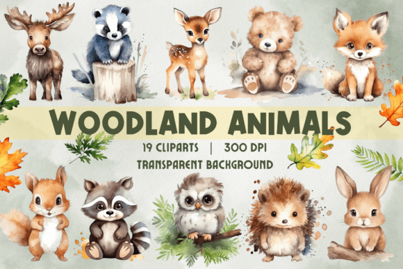 Charming Watercolor Woodland Animal Clipart for Creative Projects