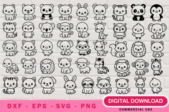 Chibi Animal Outline SVG Bundle: Crafting with Character