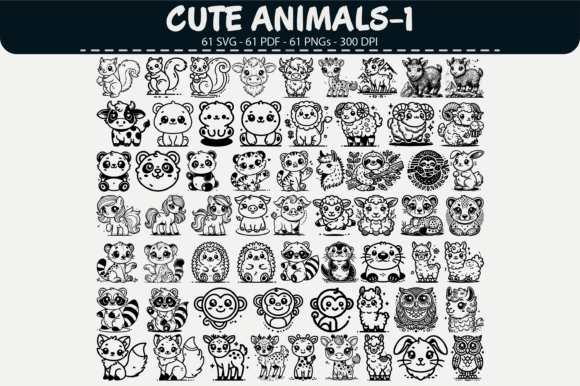 Cute Animal Clipart: 61 Designs for Whimsical Projects