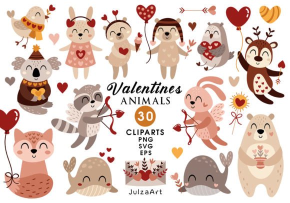 Cute Valentine Animal Clipart: Your All-in-One Design Set