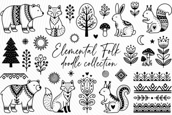 Folk Art Animal Clipart Bundle: A Rustic Designer's Toolkit