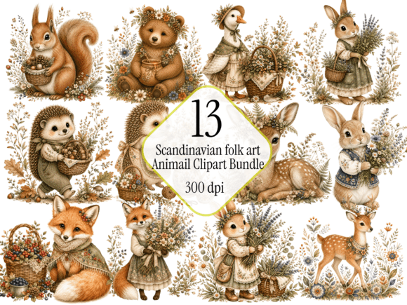 Scandinavian Woodland Animal Clipart Bun: A Creative Toolkit