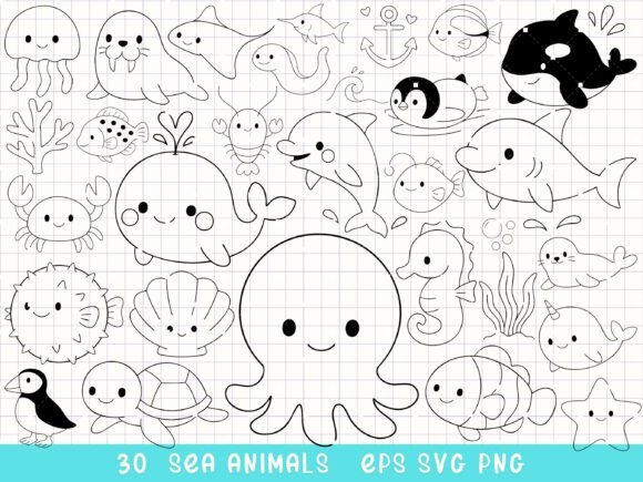 Sea Animals Clipart: Dive into Creative Ocean Design
