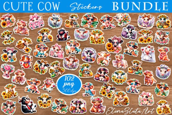 Stickers with Cute Cow: Adorable Children Animal Designs