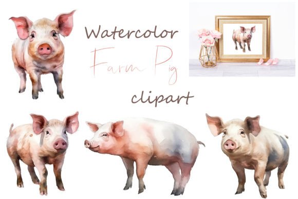 Watercolor Farm Animal Clipart: The Pig Set That Transforms DIY Projects