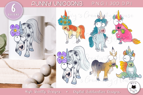 Whimsical Design Assets: Funny Unicorn Clipart